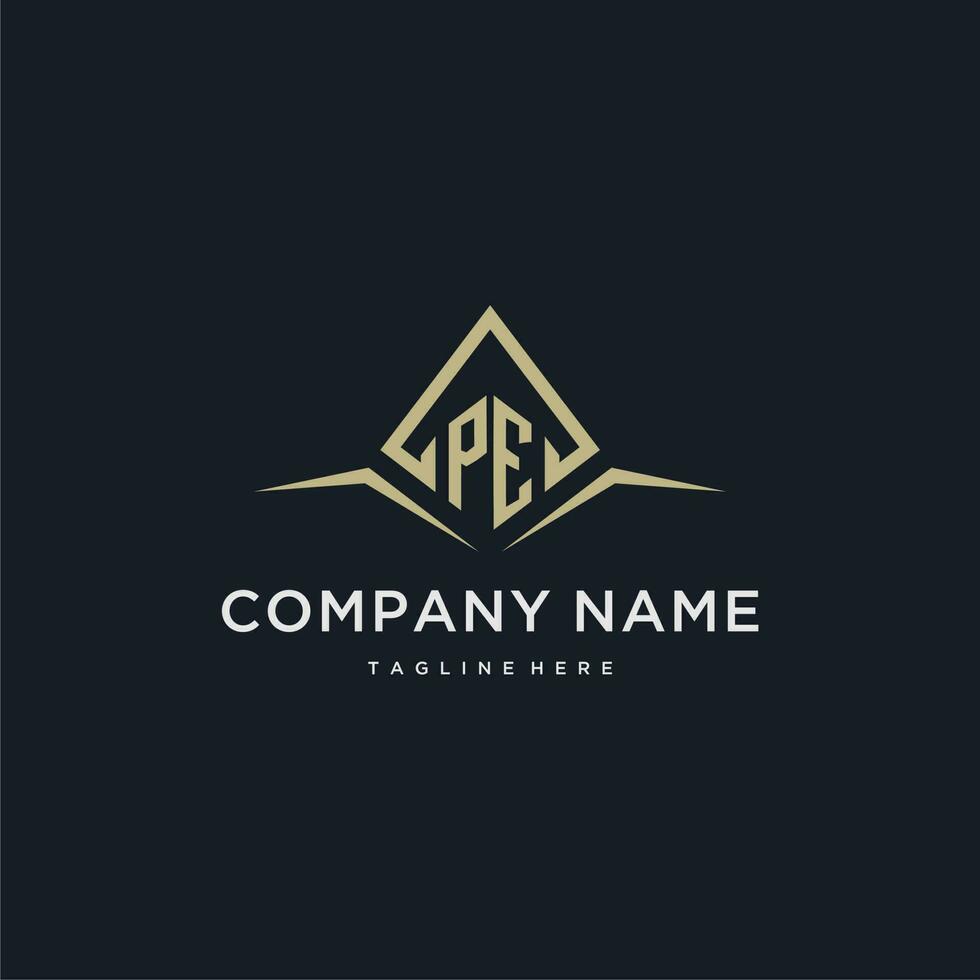 PE initial monogram logo for real estate with polygon style vector