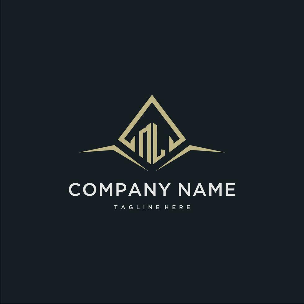 ML initial monogram logo for real estate with polygon style vector