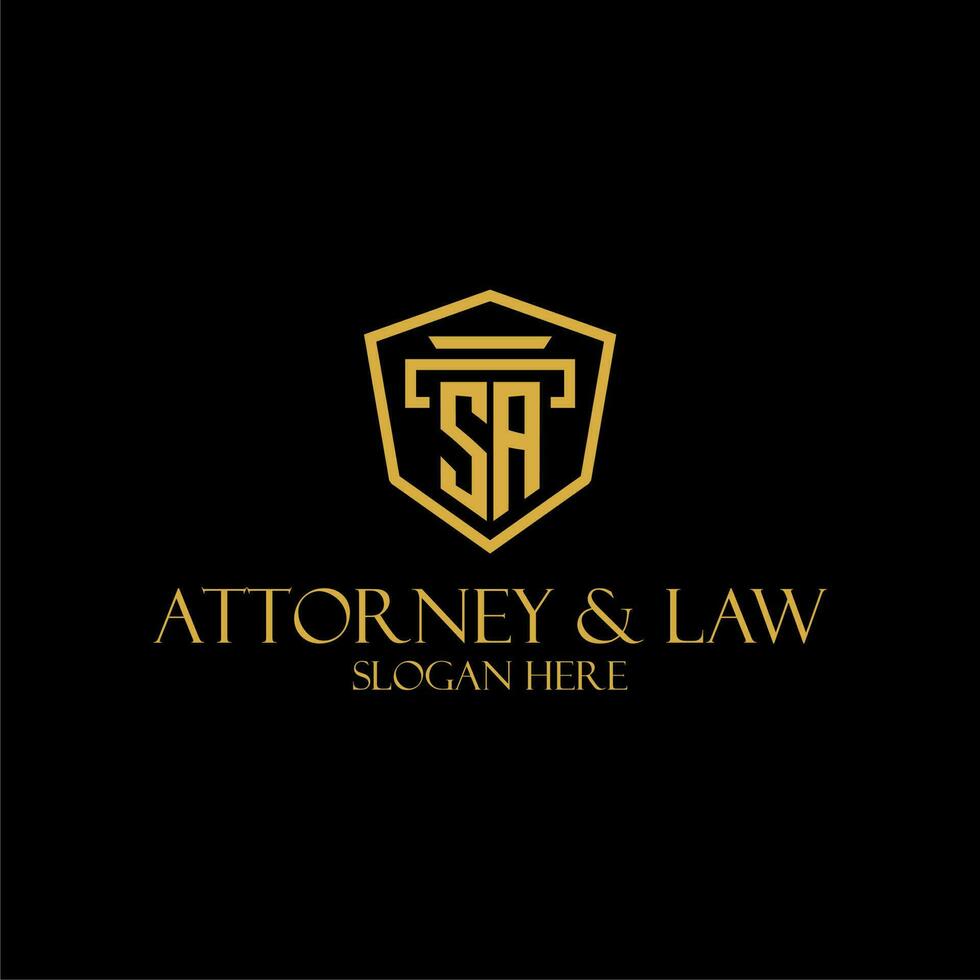 SA initial monogram for lawfirm logo ideas with creative polygon style design vector
