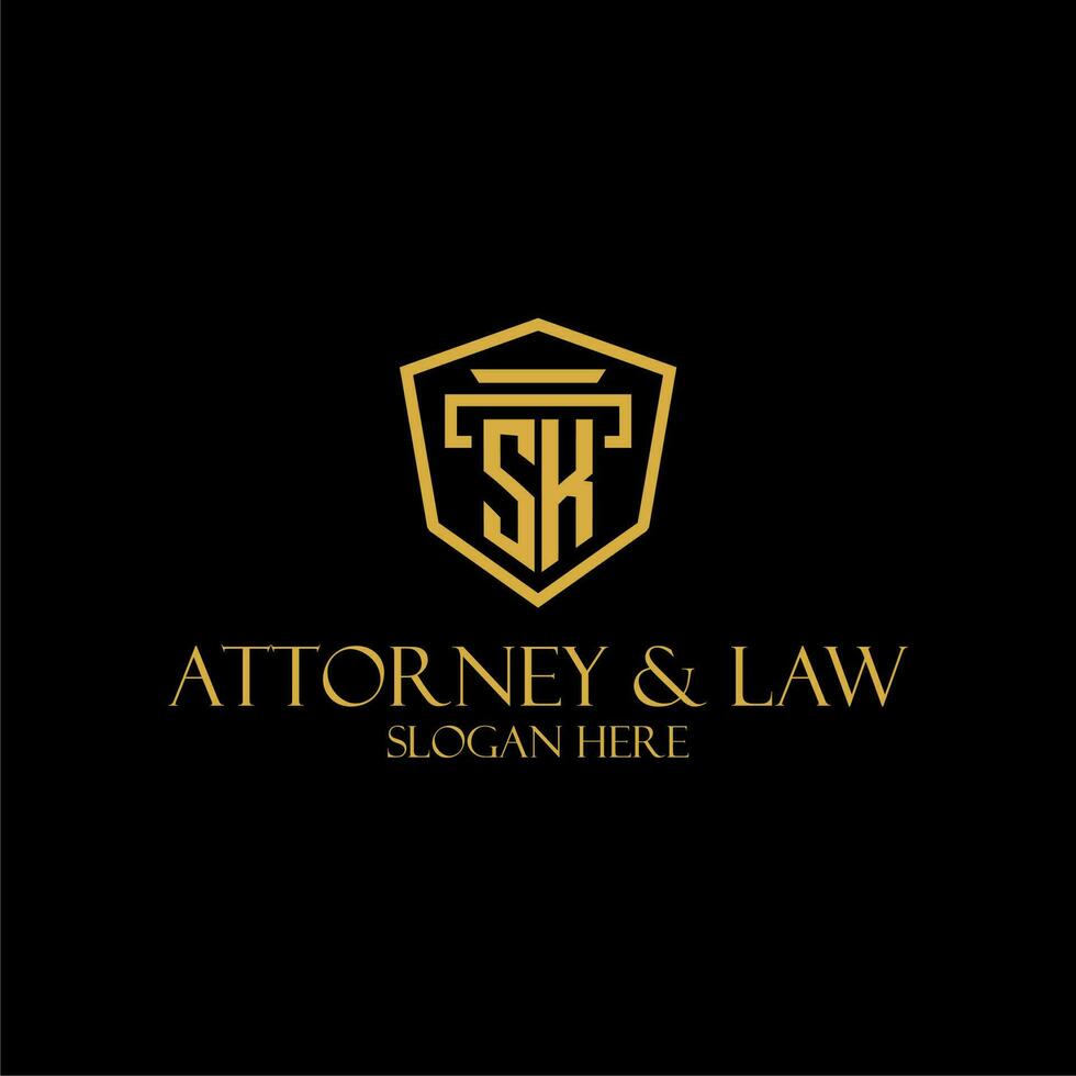 SK initial monogram for lawfirm logo ideas with creative polygon style design vector