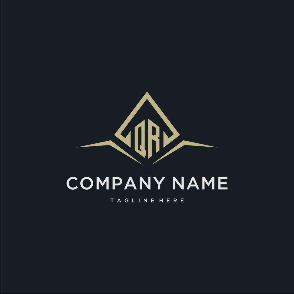 QR initial monogram logo for real estate with polygon style vector