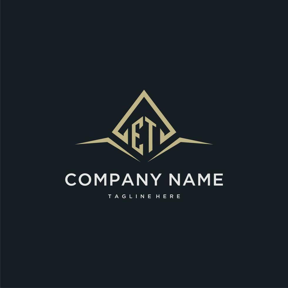 ET initial monogram logo for real estate with polygon style vector