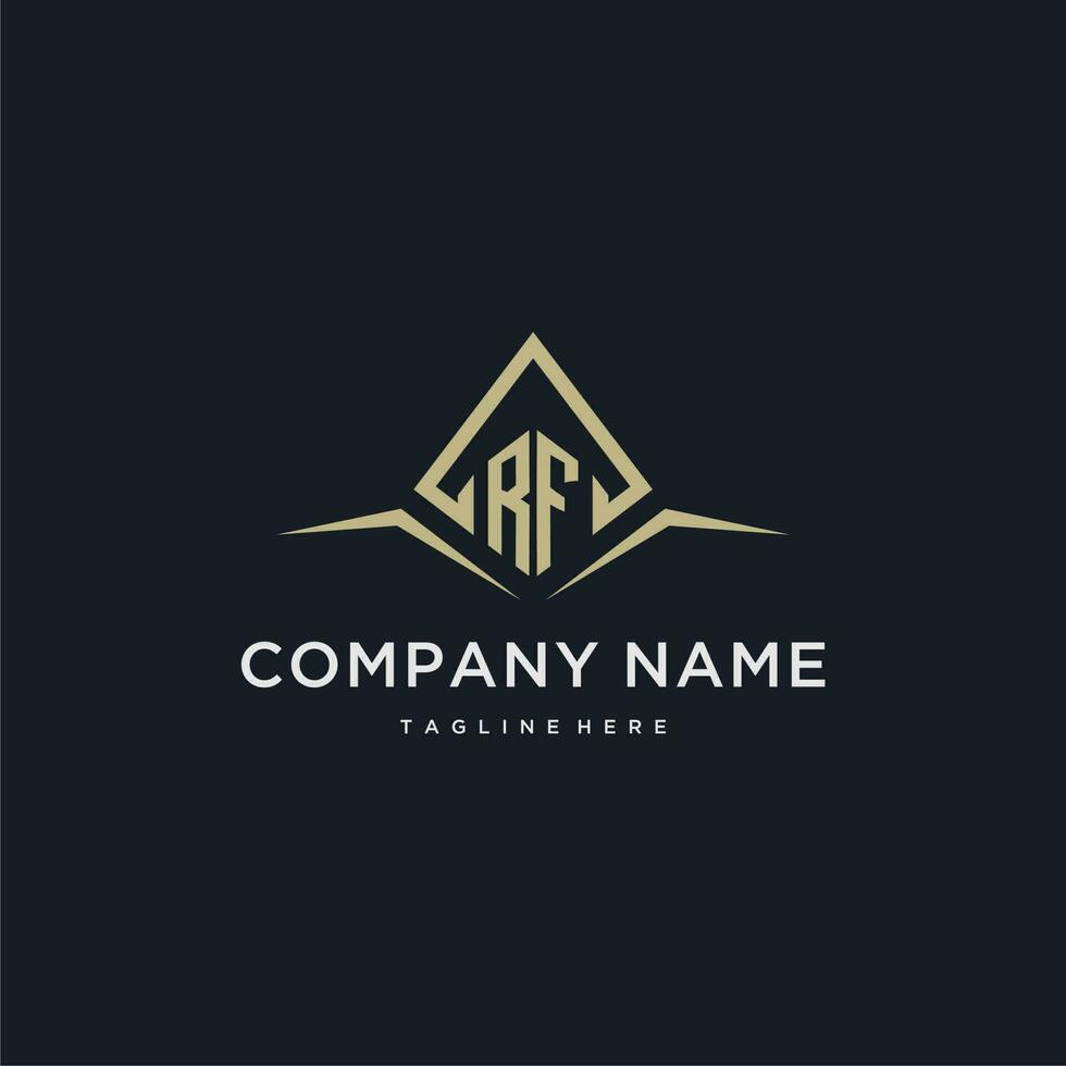 RF initial monogram logo for real estate with polygon style vector