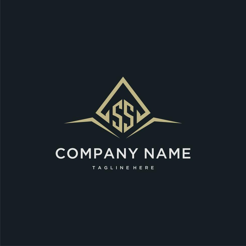 SS initial monogram logo for real estate with polygon style vector