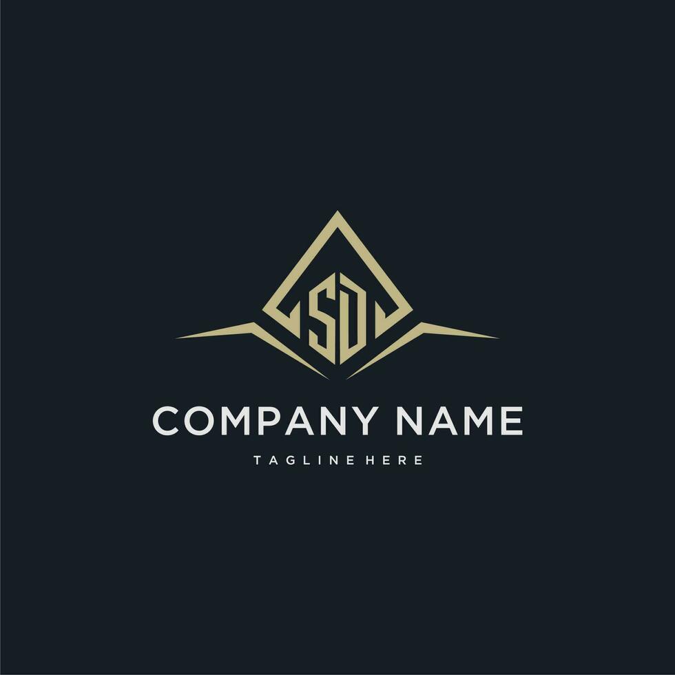 SD initial monogram logo for real estate with polygon style vector