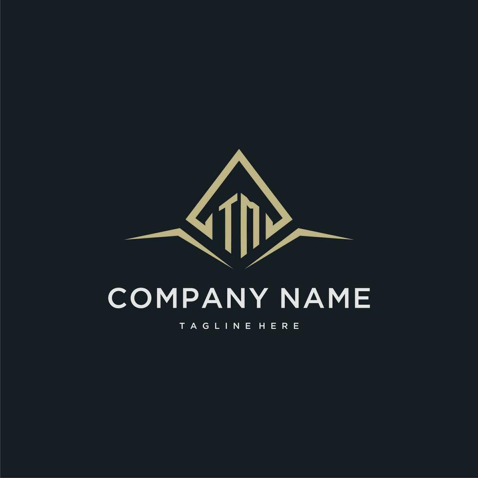 TM initial monogram logo for real estate with polygon style vector
