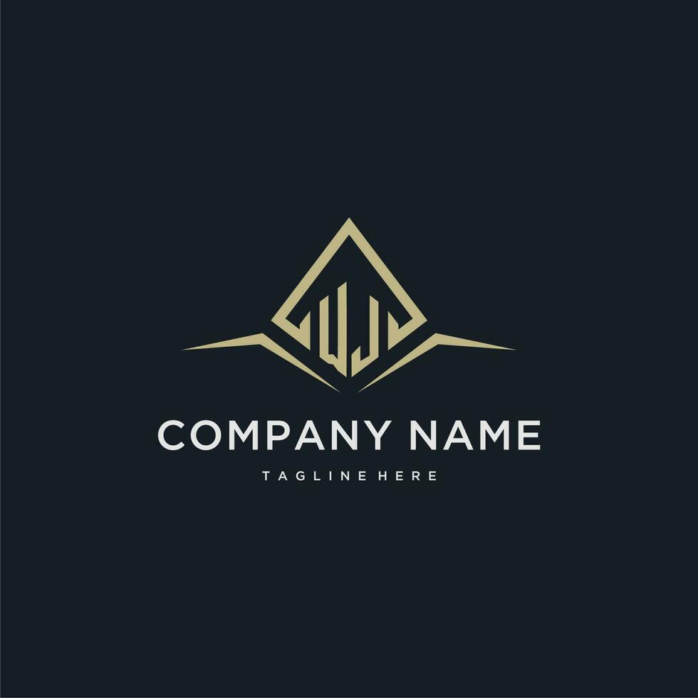 WJ initial monogram logo for real estate with polygon style vector