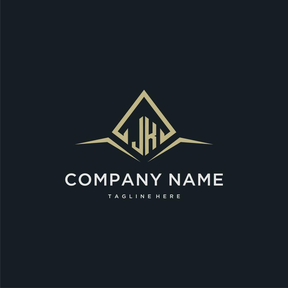 JK initial monogram logo for real estate with polygon style vector