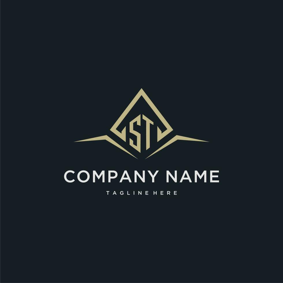 ST initial monogram logo for real estate with polygon style vector