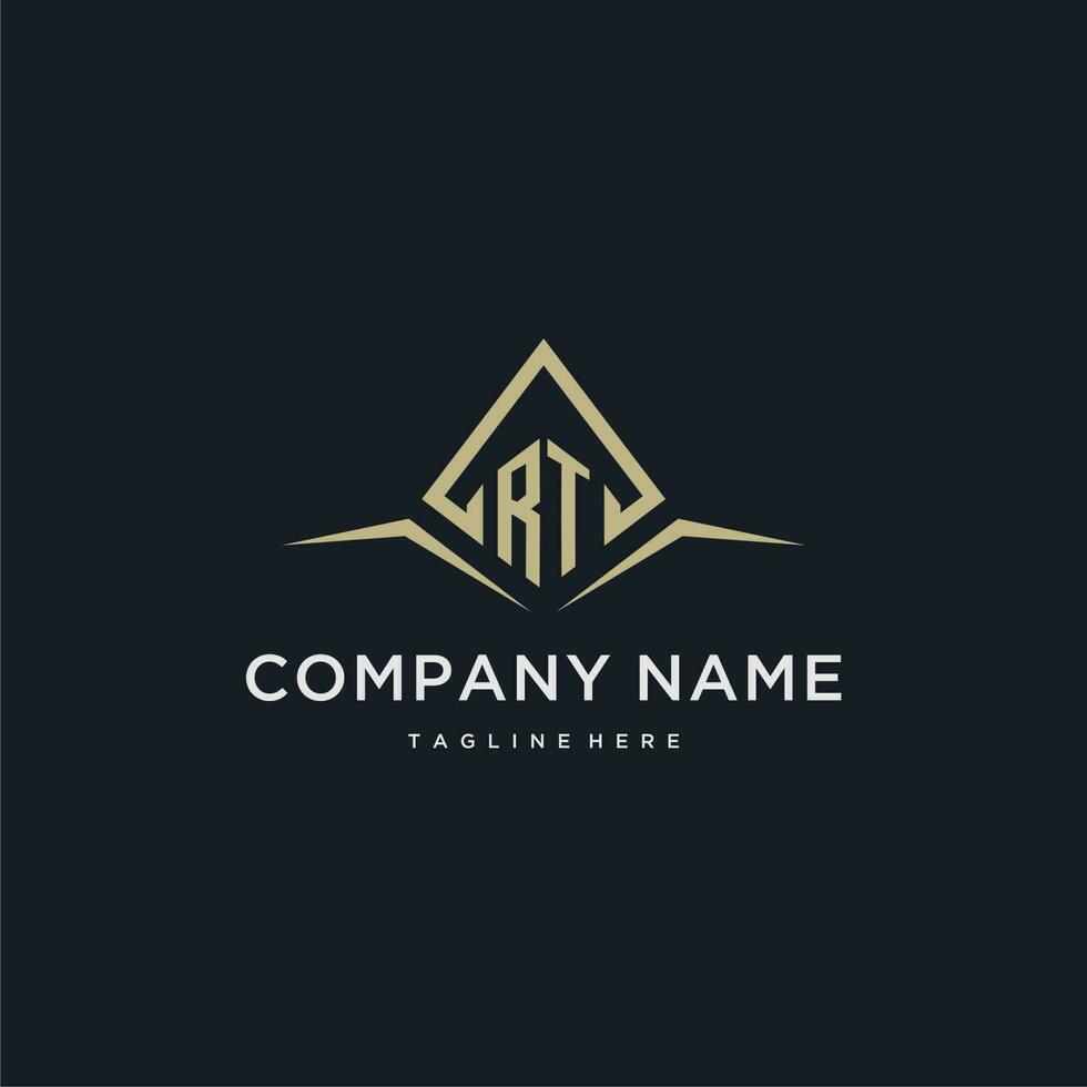 RT initial monogram logo for real estate with polygon style vector