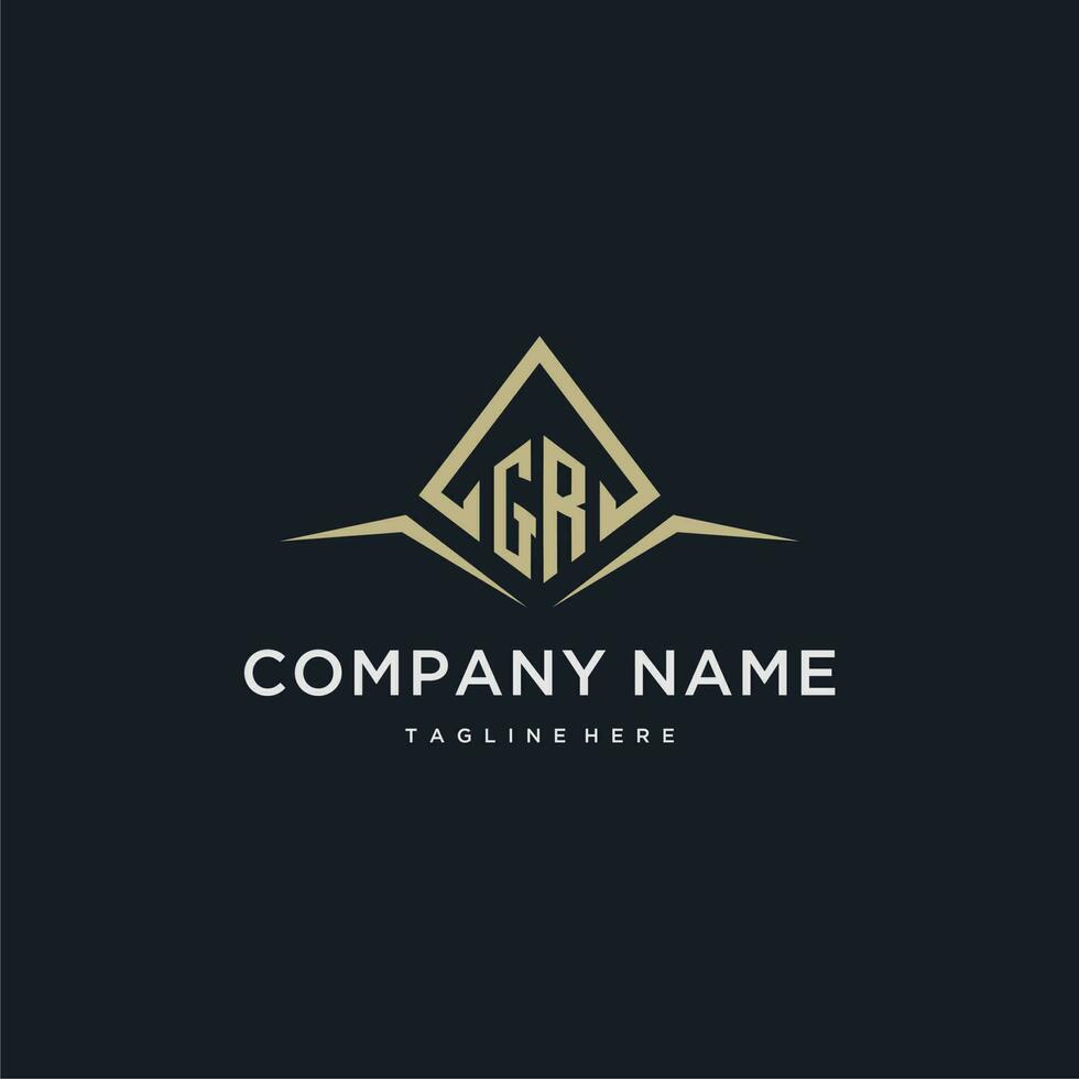 GR initial monogram logo for real estate with polygon style vector