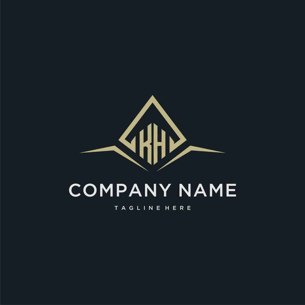 KH initial monogram logo for real estate with polygon style vector
