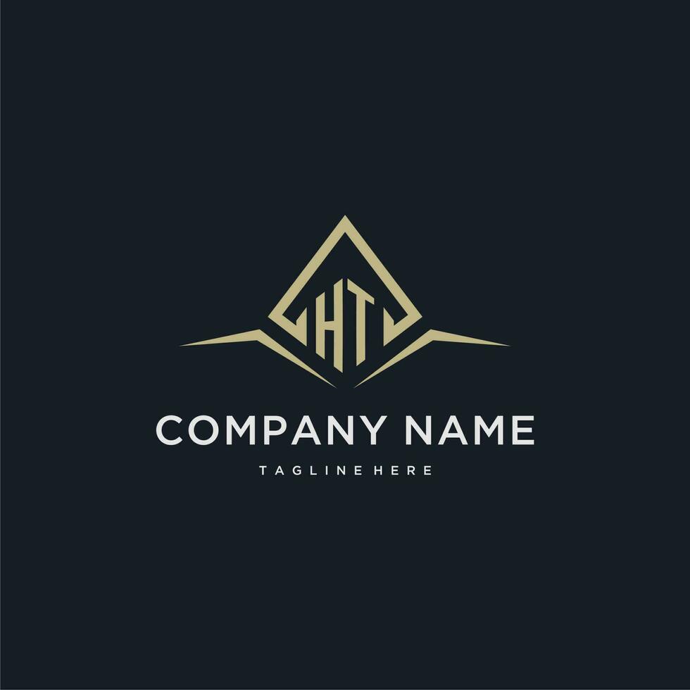 HT initial monogram logo for real estate with polygon style vector