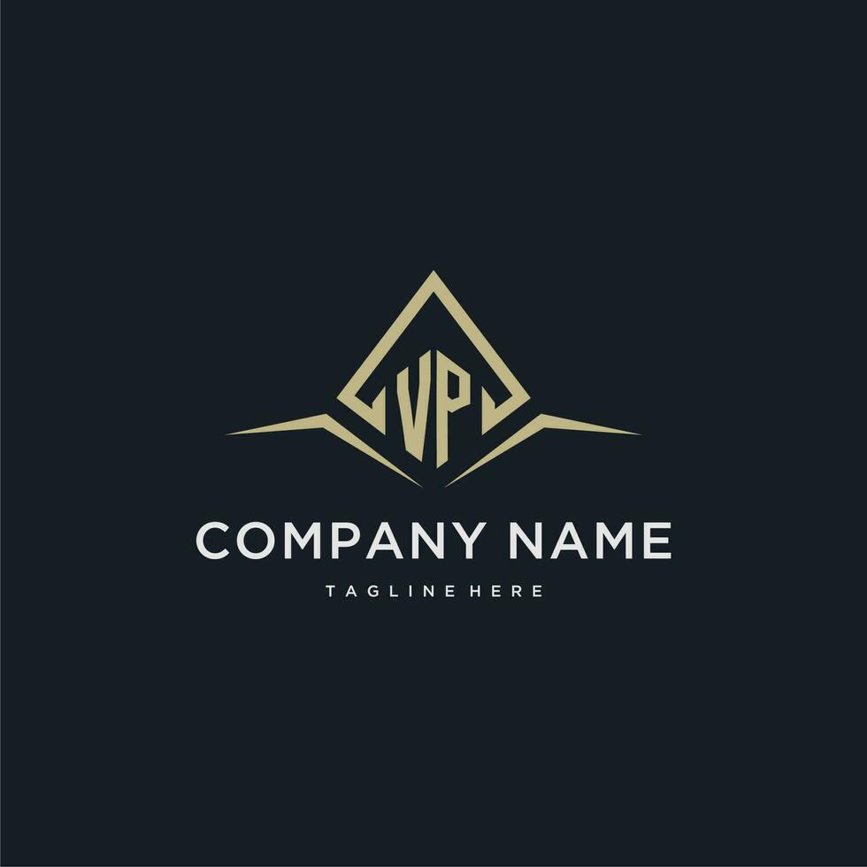 VP initial monogram logo for real estate with polygon style vector