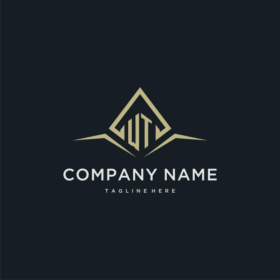WT initial monogram logo for real estate with polygon style vector