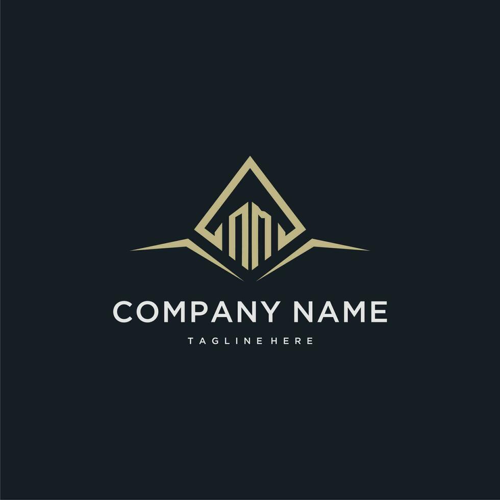 NM initial monogram logo for real estate with polygon style vector