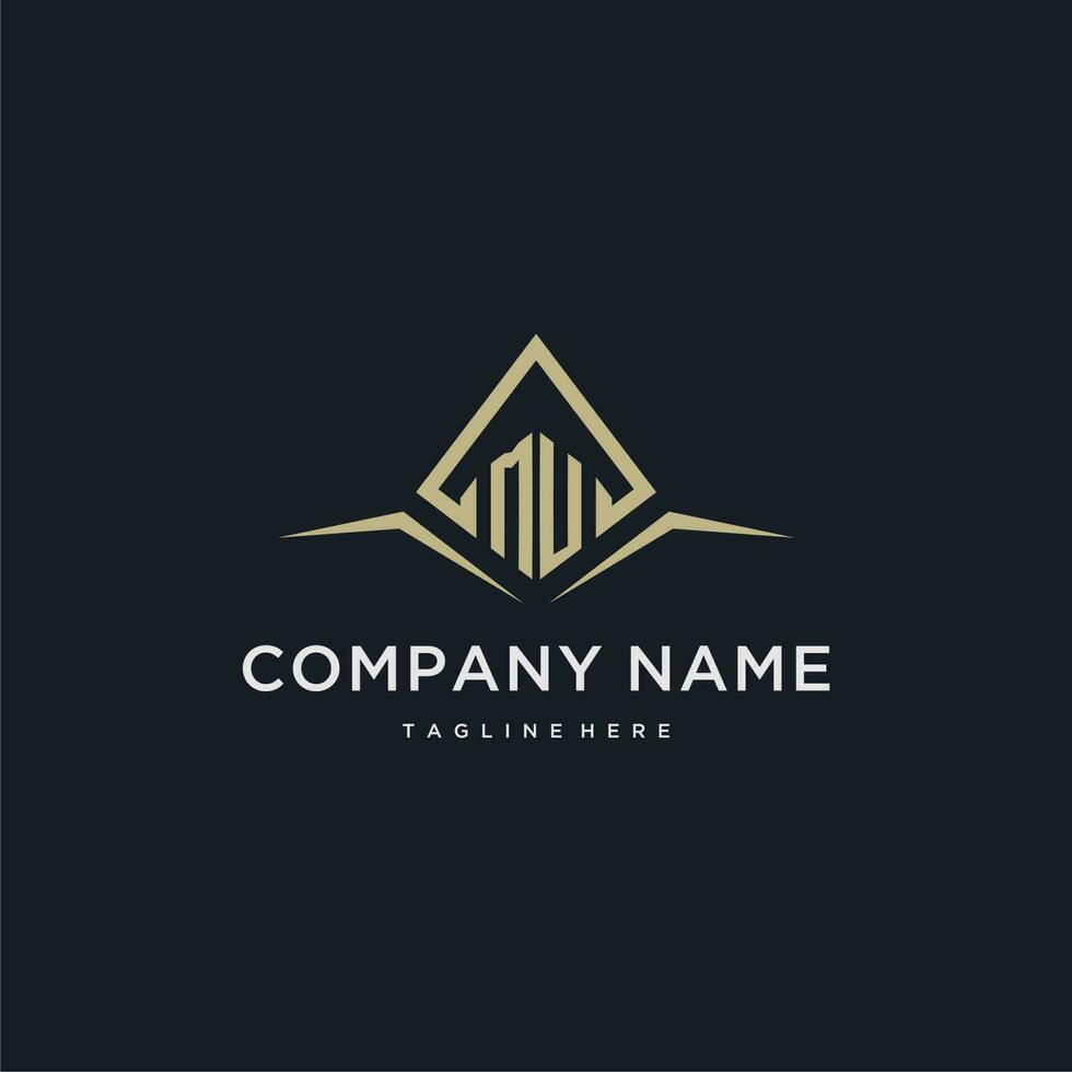 MU initial monogram logo for real estate with polygon style vector