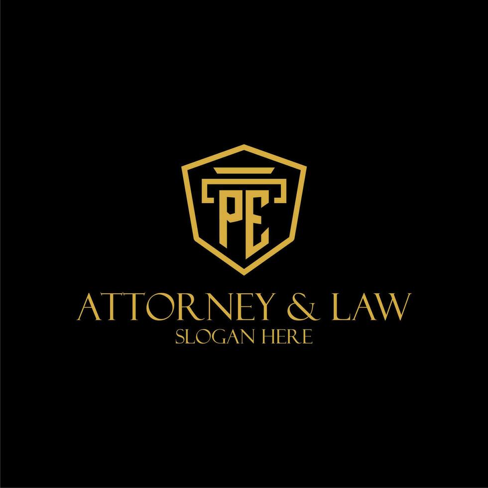 PE initial monogram for lawfirm logo ideas with creative polygon style design vector