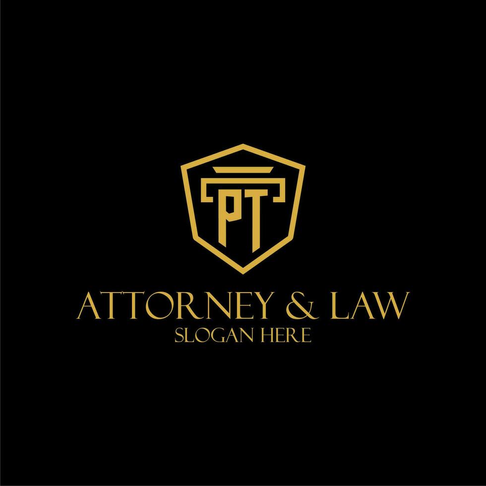 PT initial monogram for lawfirm logo ideas with creative polygon style design vector