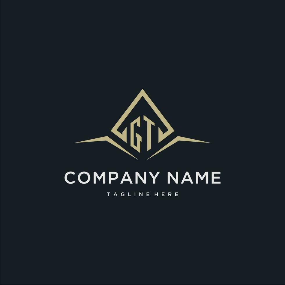 GT initial monogram logo for real estate with polygon style vector