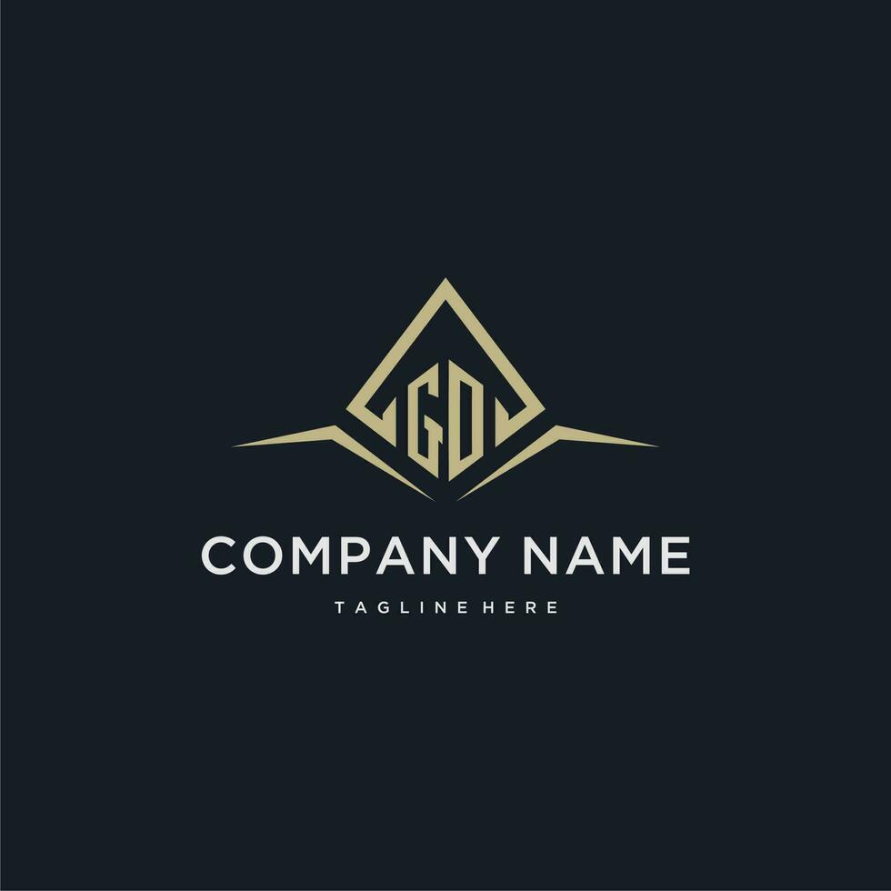GO initial monogram logo for real estate with polygon style vector