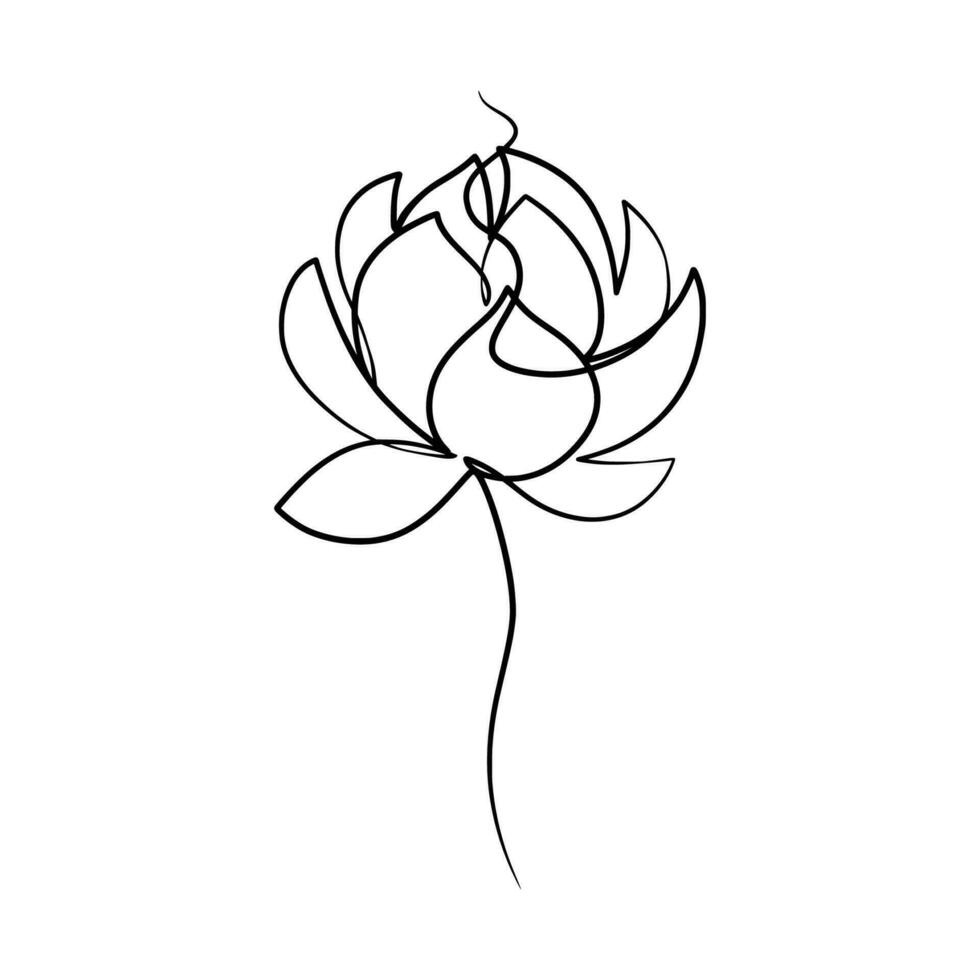 Continuous one line art drawing of beauty lotus flower vector