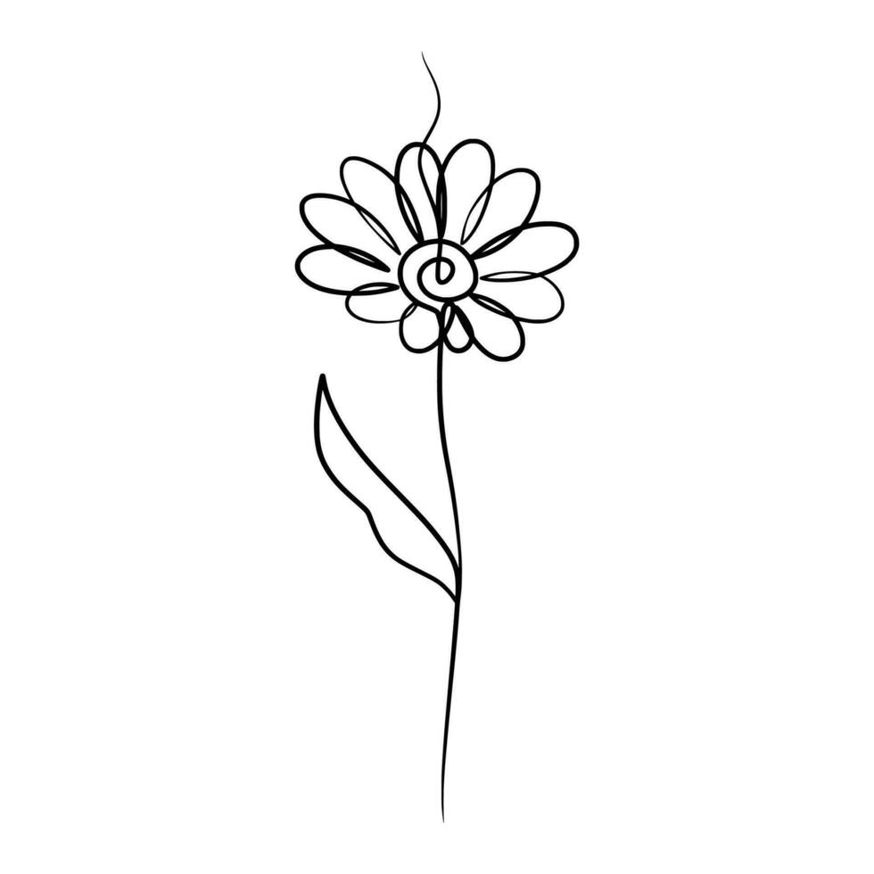 Continuous one line art drawing of beauty daisy flower vector