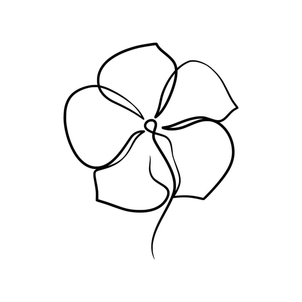 Continuous one line art drawing of beauty periwinkle flower vector