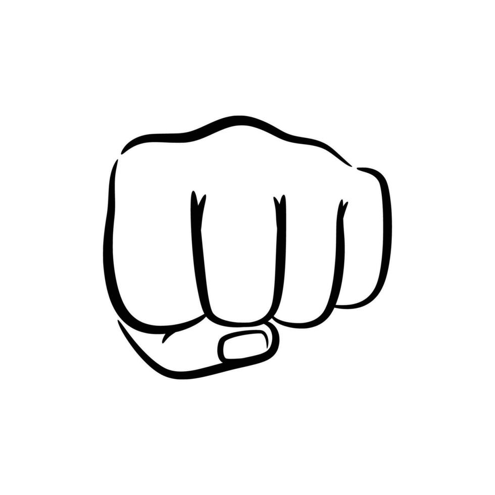 Human fist punch  line art vector illustration