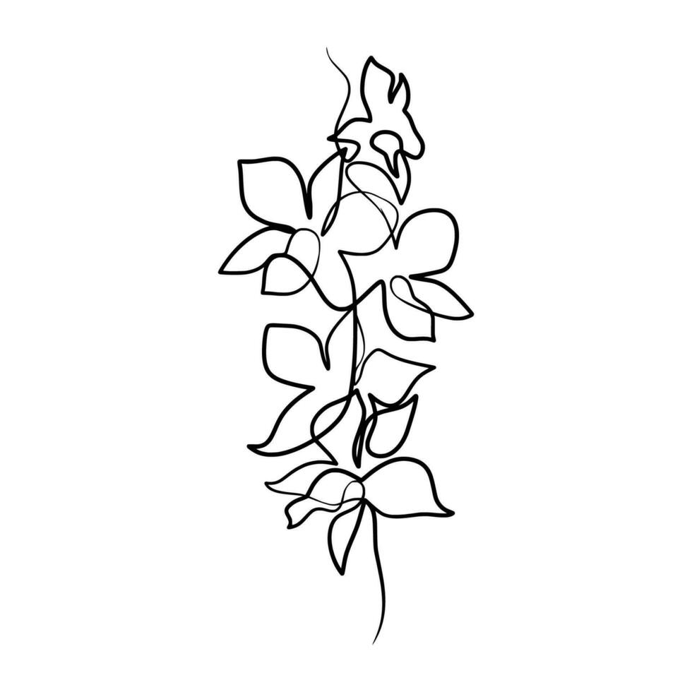 continuo uno línea Arte dibujo de belleza orquídea flor vector