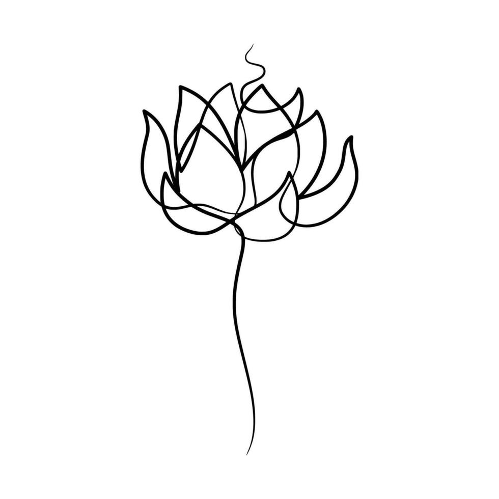 Continuous one line art drawing of beauty lotus flower vector