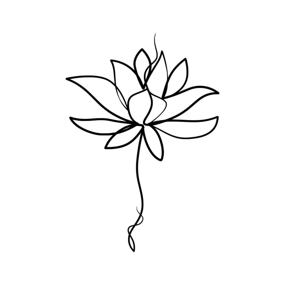continuo uno línea Arte dibujo de belleza loto flor vector