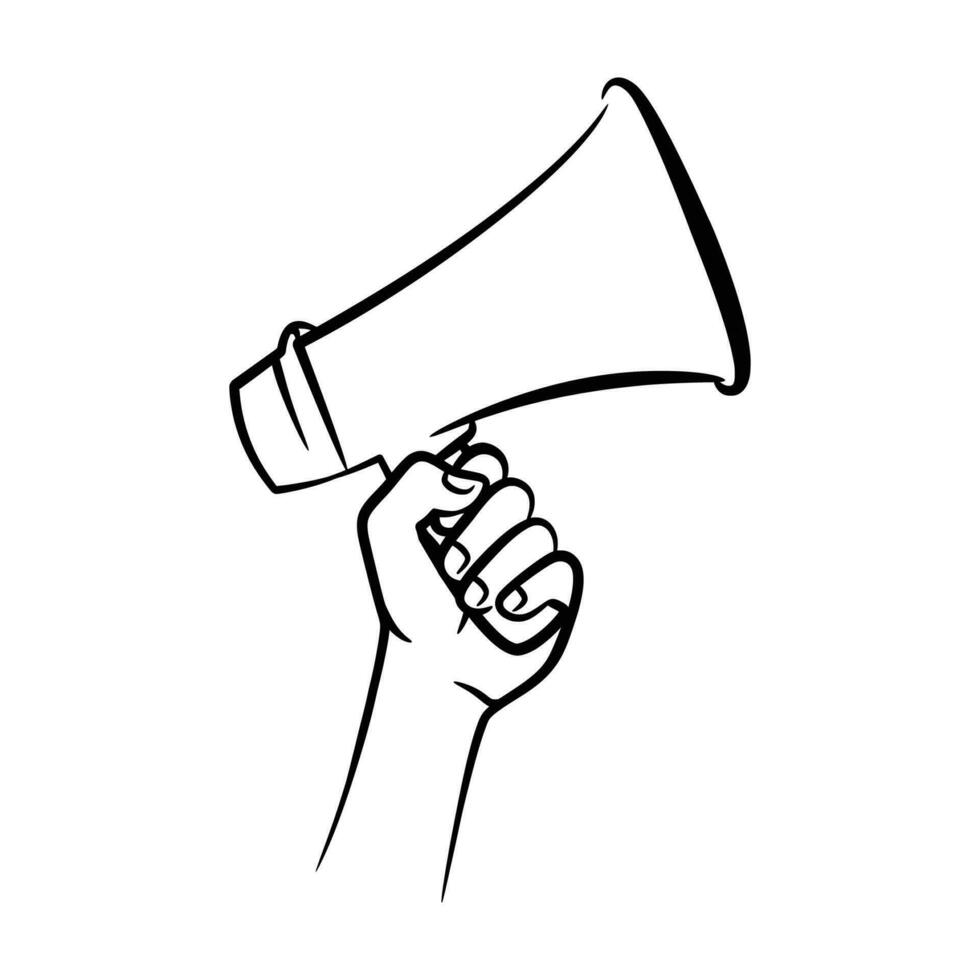 Hand holding megaphone illustration vector hand drawn