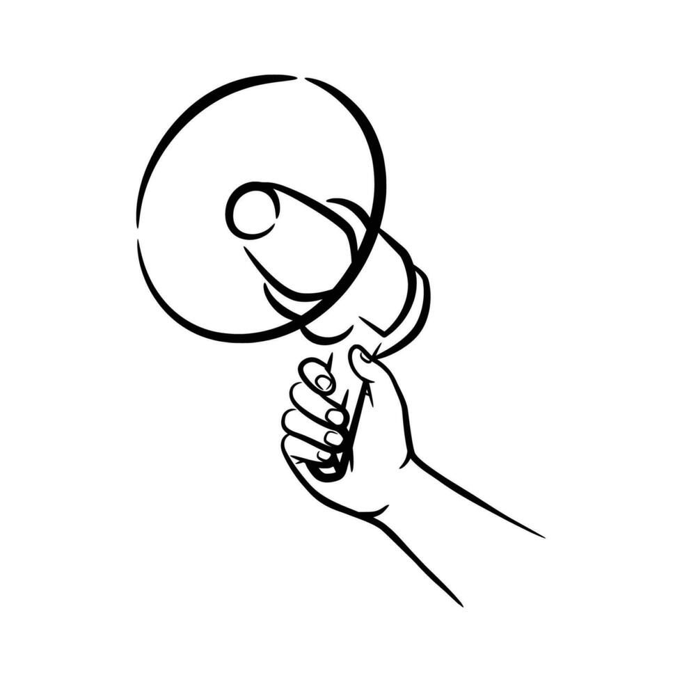 Hand holding megaphone illustration vector hand drawn