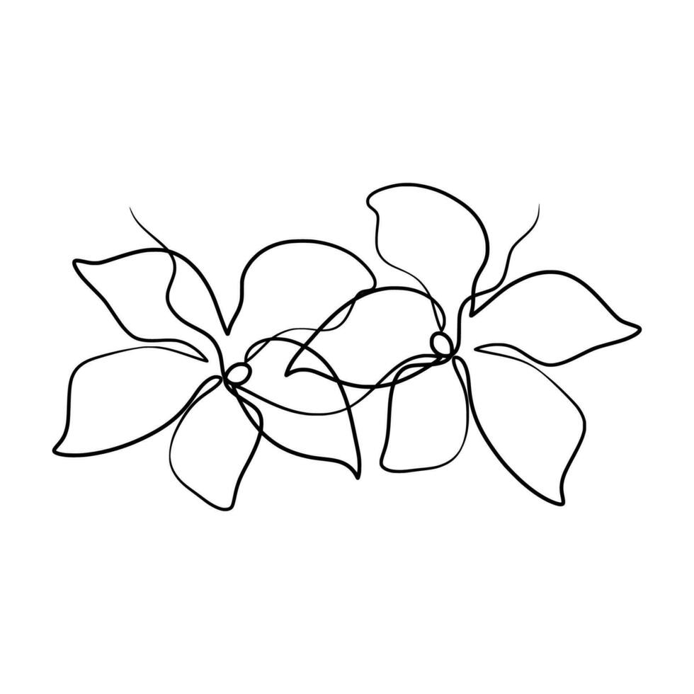 Continuous one line art drawing of beauty jasmine flower vector
