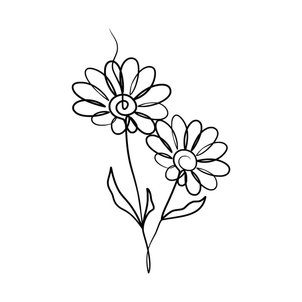 continuo uno línea Arte dibujo de belleza margarita flor vector
