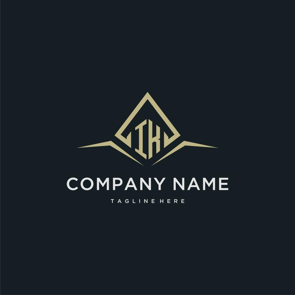 IK initial monogram logo for real estate with polygon style vector