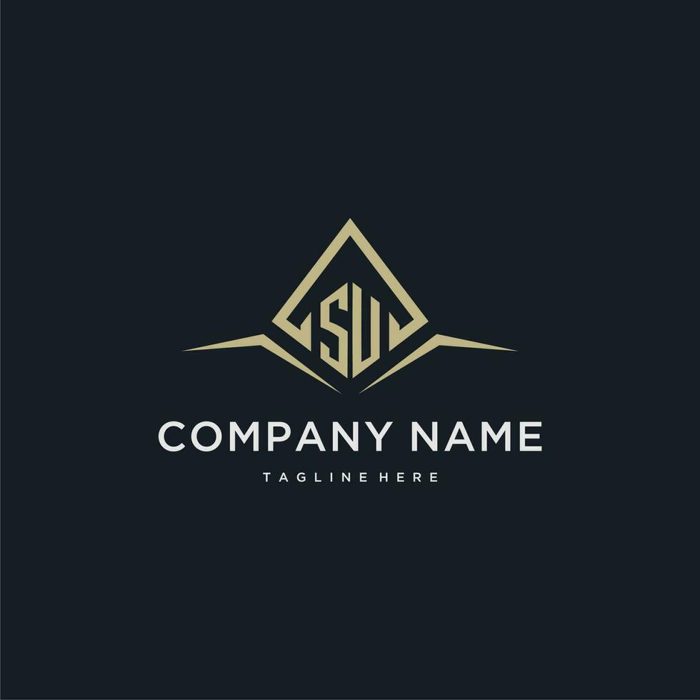 SU initial monogram logo for real estate with polygon style vector