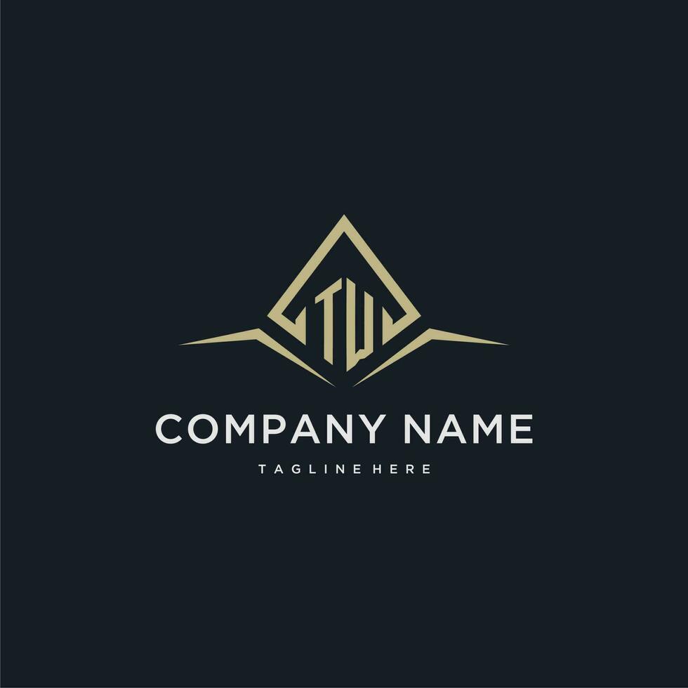TW initial monogram logo for real estate with polygon style vector