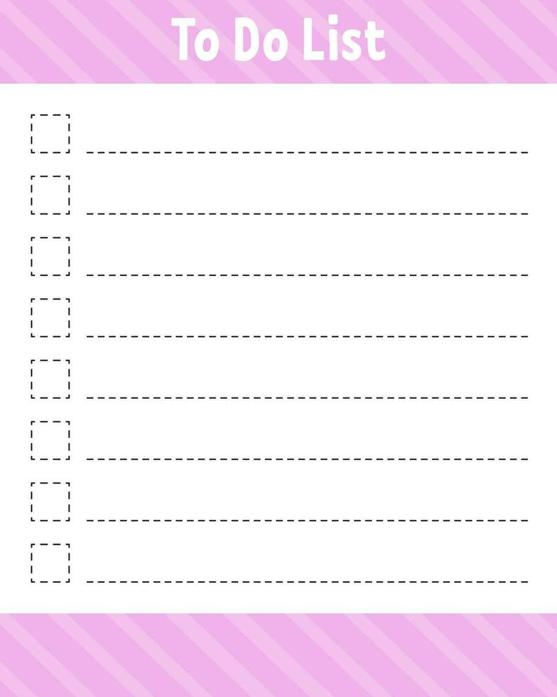 To do list. Printable template. Lined sheet. Handwriting paper. For diary, planner, checklist, wish list. Vector illustration.