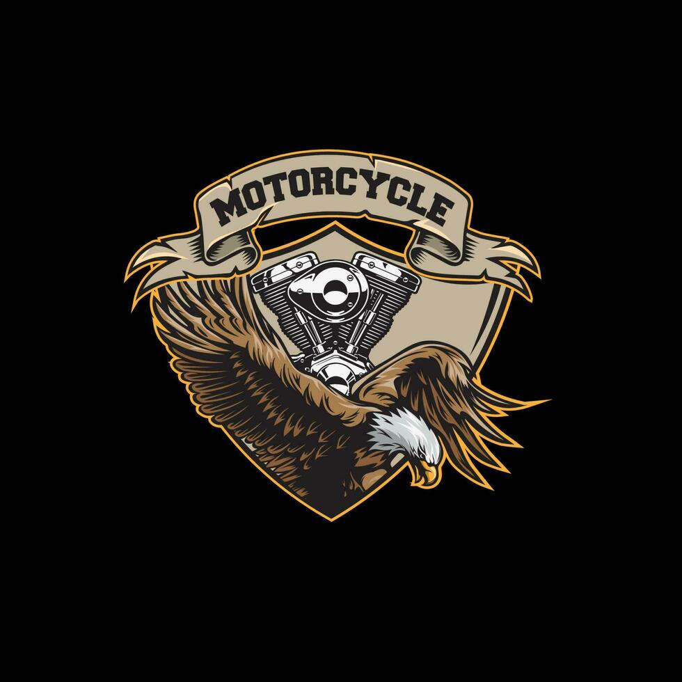 design logo eagle motorcycle vector illustration