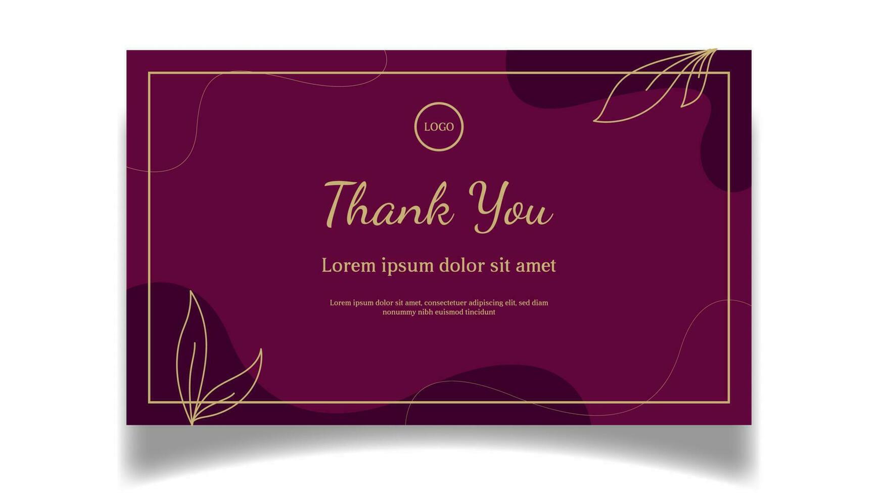elegant thank you card design vector in red and gold color