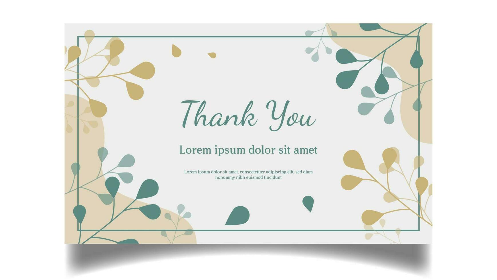 thank you card design design vector with leaves and flowers in pastel color