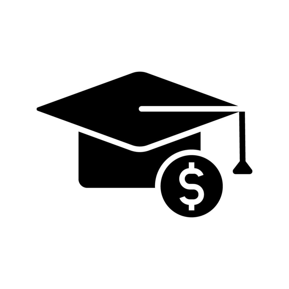 educación costo, graduación gorra con dinero icono vector