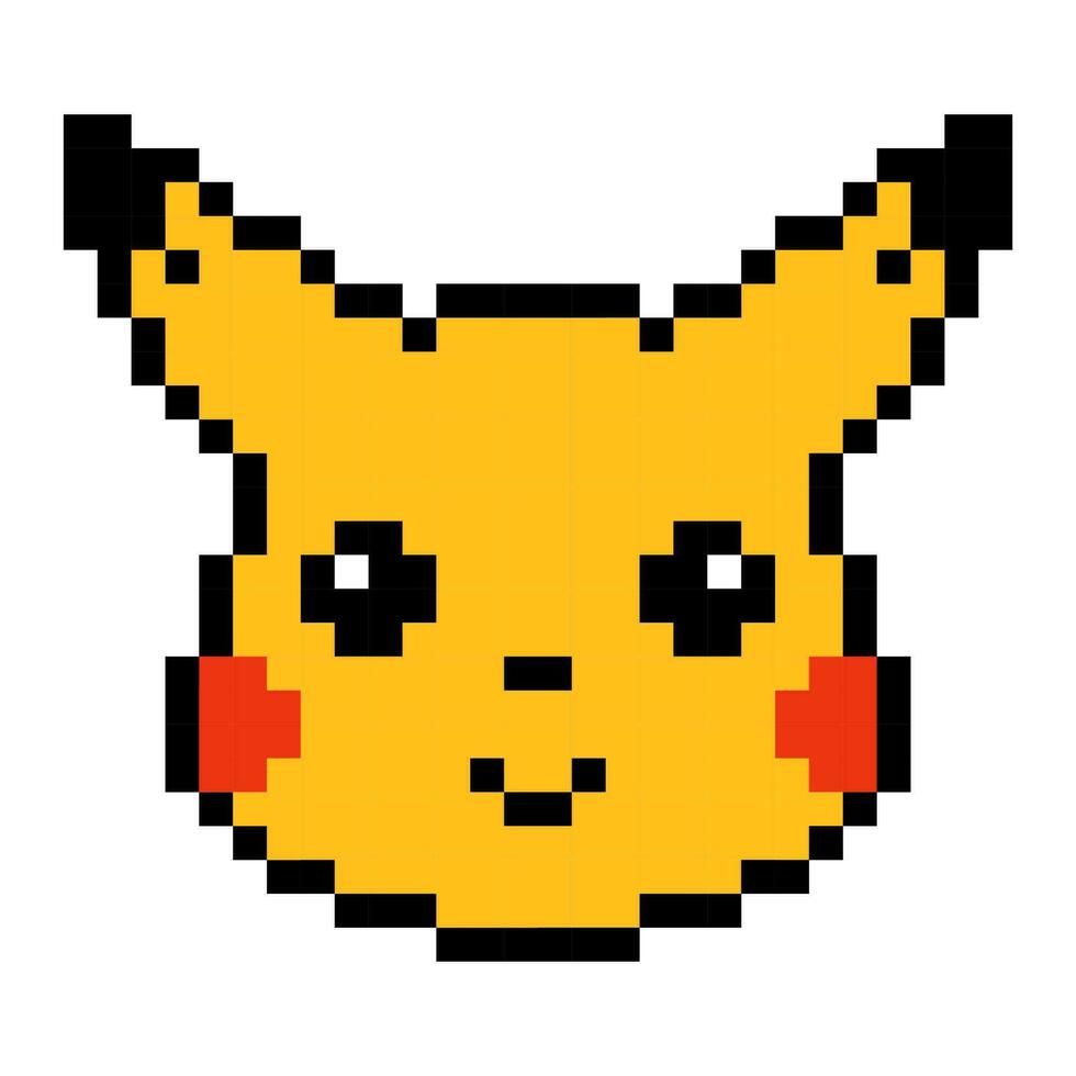 pikachu pixel art. 90s cartoon character vector