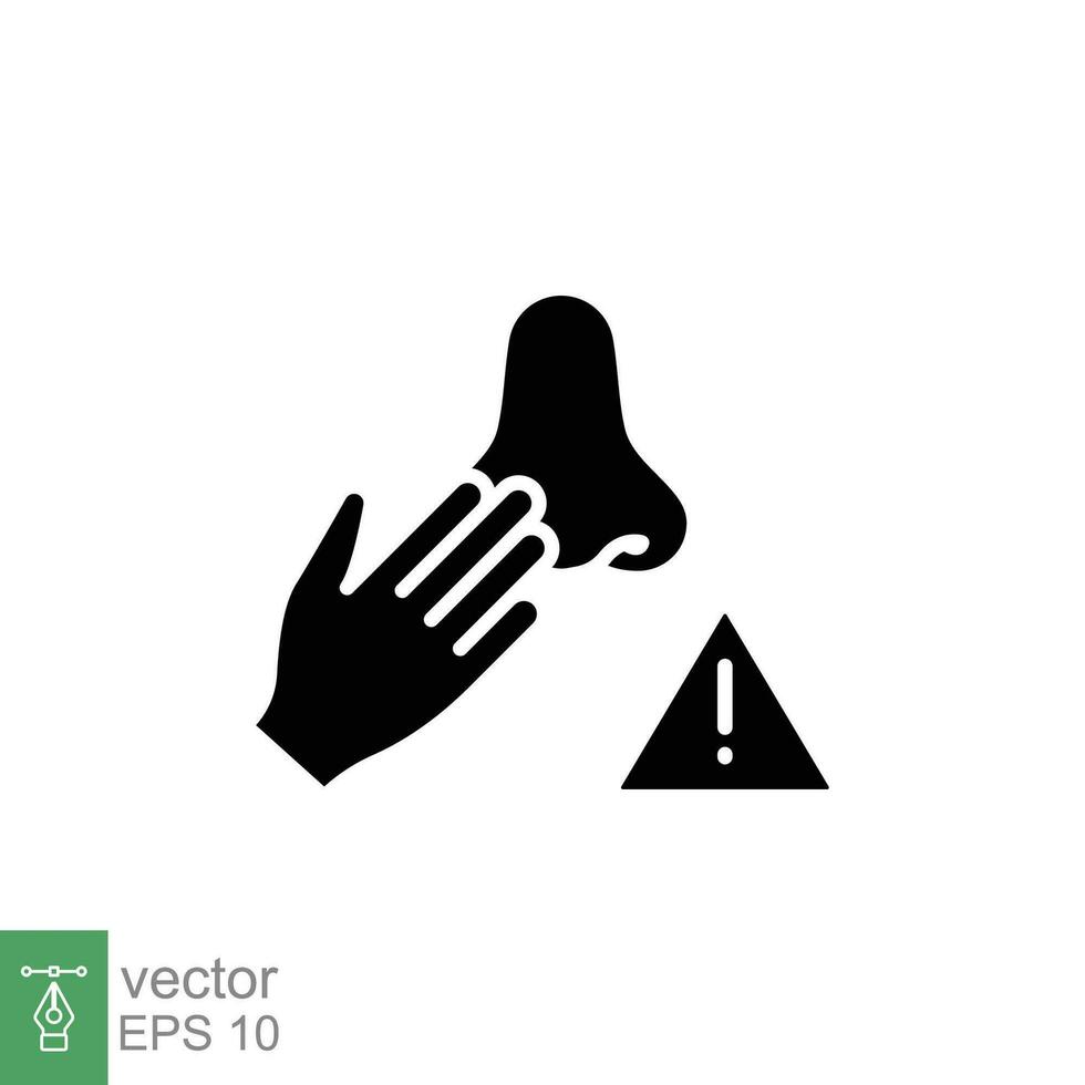 hacer no toque nariz icono. sencillo sólido estilo. evitar conmovedor rostro, prohibido, mano, higiene, la seguridad concepto. negro silueta, glifo símbolo. vector ilustración aislado en blanco antecedentes. eps 10