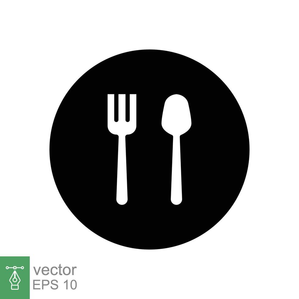 Cutlery icon. Simple solid style. Spoon and fork, silverware, tableware, restaurant business concept. Black silhouette, glyph symbol. Vector illustration isolated on white background. EPS 10.