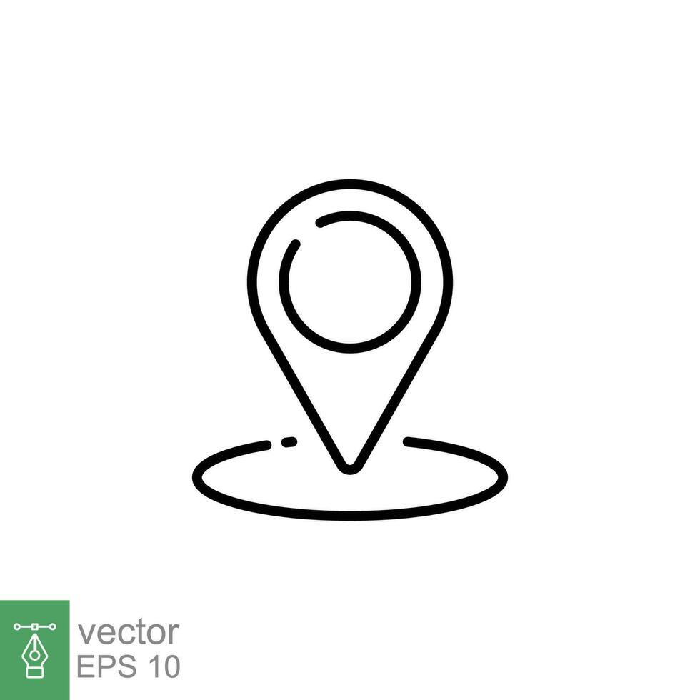 Pin location icon. Simple outline style. Map pinpoint, place marker, position mark, gps, navigation concept. Thin line symbol. Vector illustration isolated on white background. EPS 10.