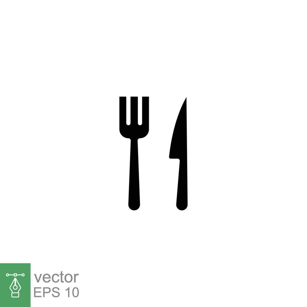 Cutlery icon. Simple solid style. Fork and knife, silverware, tableware, restaurant business concept. Black silhouette, glyph symbol. Vector illustration isolated on white background. EPS 10.