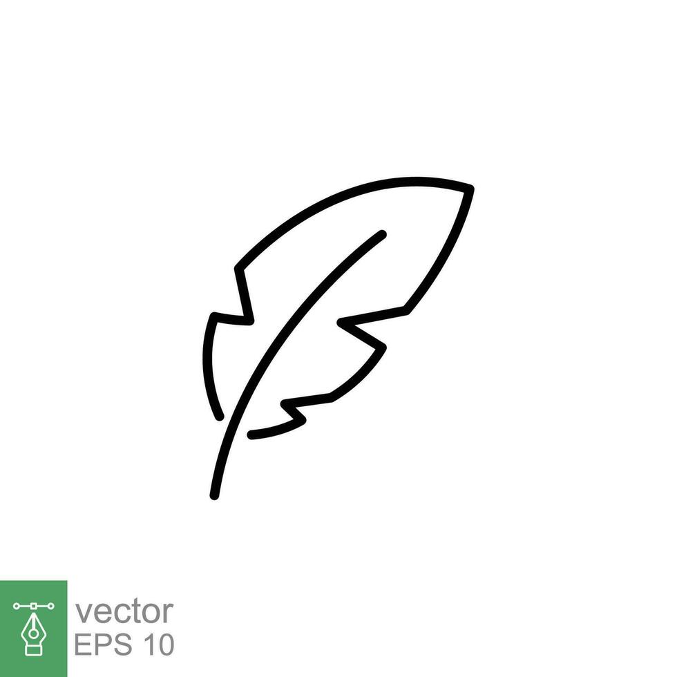 Feather pen icon. Simple outline style. Ink, vintage, quill, plume, history concept. Thin line symbol. Vector illustration isolated on white background. EPS 10.